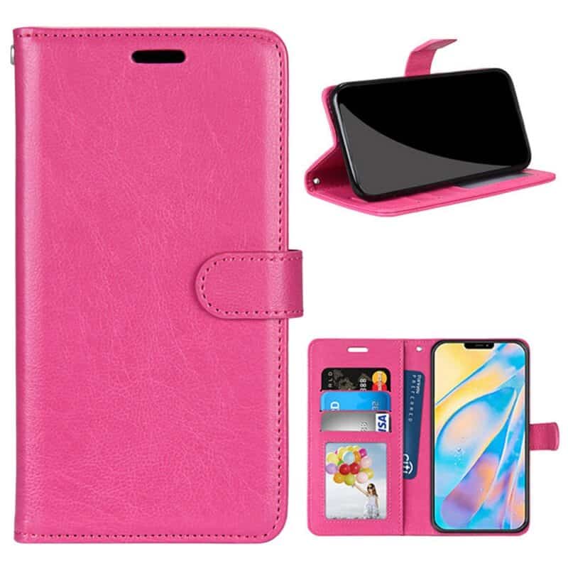 iPhone 12 / 12 Pro flipcover i PU-læder – Pink - Fonecase